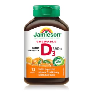 JAMIESON VITAMIN D3 2500IU CHEWABLE TABLETS 75`S