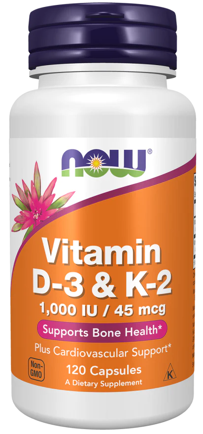 Now Vitamin D3 1,000iu & K2 45mcg Caps 120’s
